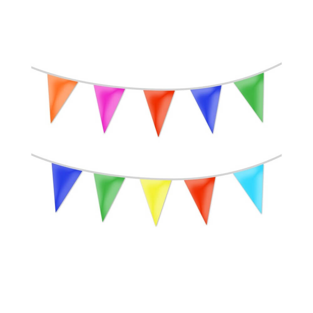 Guirlande 20 Fanions Plastique Multicolore 10 m – 20x30 cm - 06009 - Guirlandes à Fanions