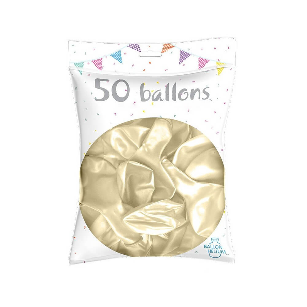 50 Ballons Latex Métal Nacré Ivoire 30 cm - 36238CR - Ballons latex