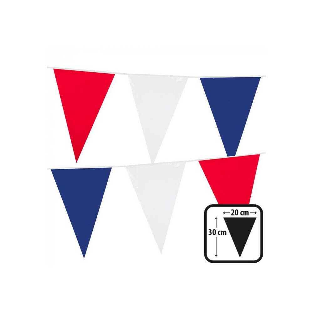 Guirlande 20 Fanions PE Bleu Blanc Rouge 10 m – 20x30 cm - 06008 - Guirlandes à Fanions