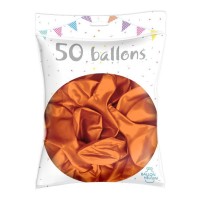 50 Ballons Latex Métal Nacré Orange 30 cm - 36238OR - Ballons latex