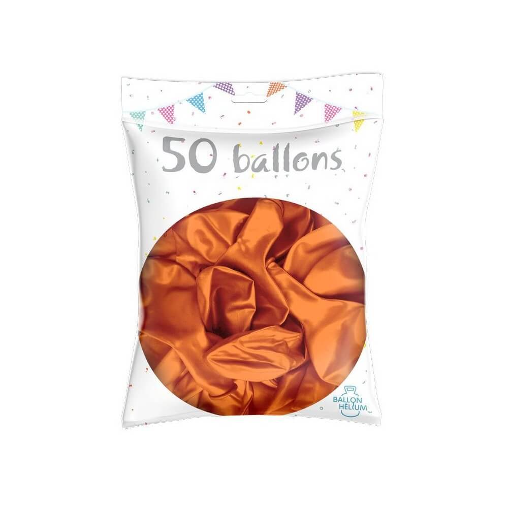 50 Ballons Latex Métal Nacré Orange 30 cm - 36238OR - Ballons latex