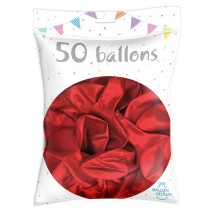 50 Ballons Latex Métal Nacré Rouge 30 cm - 36238RG - Ballons latex