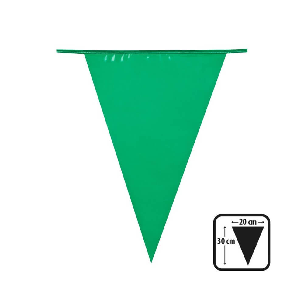 Guirlande 20 Fanions PE Vert 10 m – 30x20 cm - B74754 - Guirlandes à Fanions