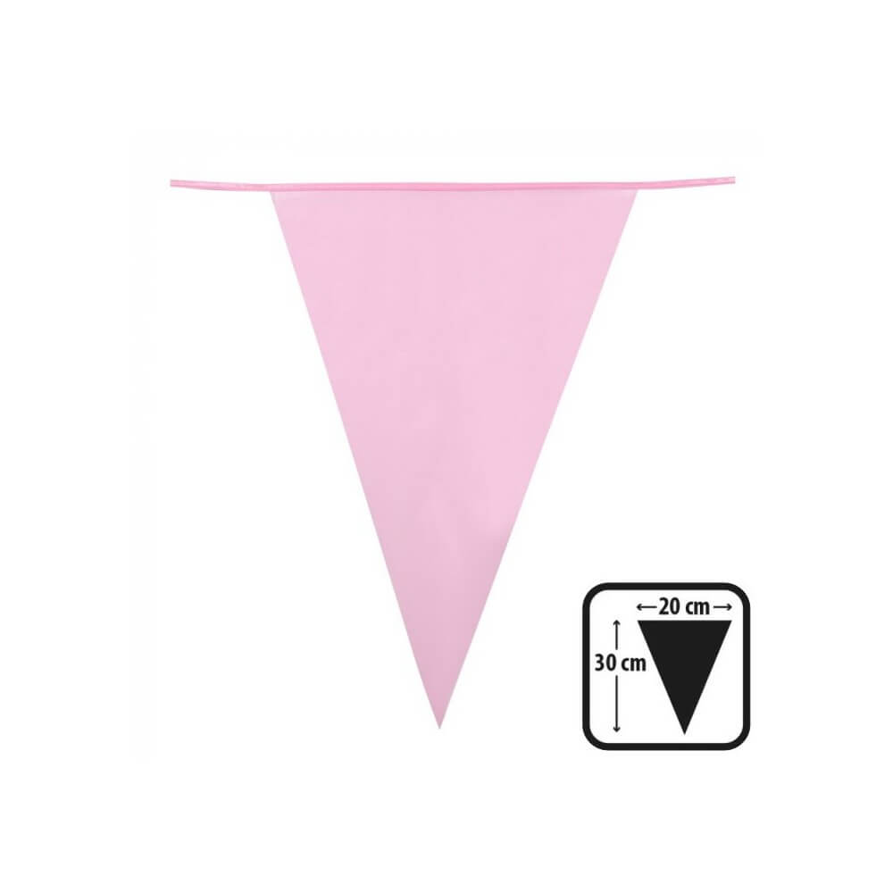 Guirlande 20 Fanions PE Rose Clair 10 m – 30x20 cm - B74757 - Guirlandes à Fanions