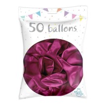 50 Ballons Latex Métal Nacré Fuchsia 30 cm - 36238FU - Ballons latex
