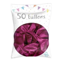 50 Ballons Latex Métal Nacré Fuchsia 30 cm - 36238FU - Ballons latex