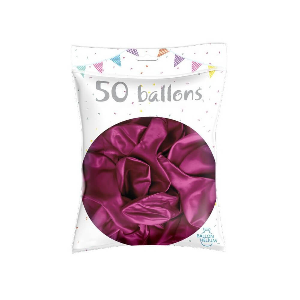 50 Ballons Latex Métal Nacré Fuchsia 30 cm - 36238FU - Ballons latex