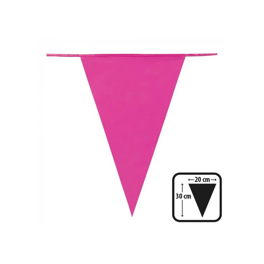 Guirlande 20 Fanions PE Rose Foncé 10 m – 30x20 cm - B74758 - Guirlandes à Fanions