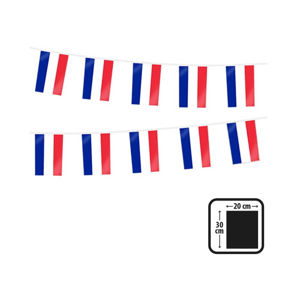 Guirlande 20 Drapeaux France PE 10 m – 20x30 cm - 06030 - Guirlandes à Fanions