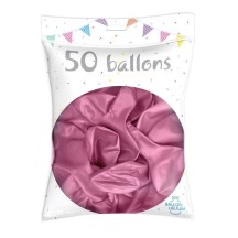 50 Ballons Latex Métal Nacré Rose 30 cm - 36238RO - Ballons latex