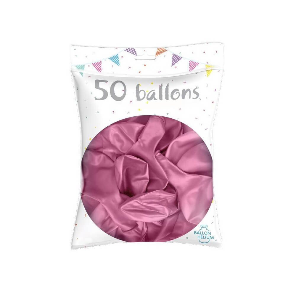 50 Ballons Latex Métal Nacré Rose 30 cm - 36238RO - Ballons latex