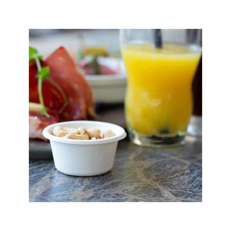 Pot à Sauce Compostable 60 mL en Fibres Végétales – Mini Bol Bagasse – Lot de 50 - G10088 - Verrines & contenants apéritifs