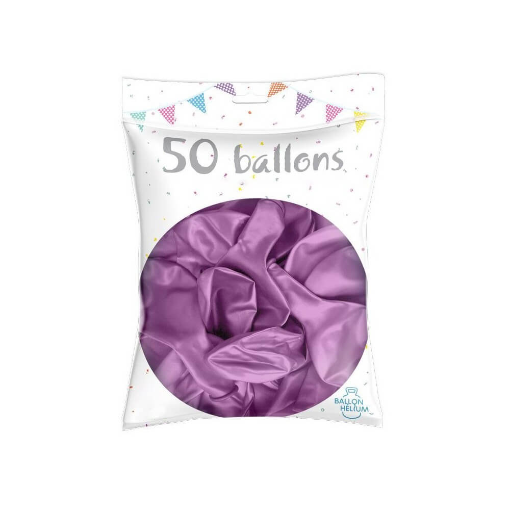 50 Ballons Latex Métal Nacré Lilas 30 cm - 36238LI - Ballons latex
