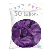 50 Ballons Latex Métal Nacré Violet 30 cm - 36238VI - Ballons latex