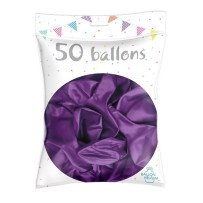50 Ballons Latex Métal Nacré Violet 30 cm - 36238VI - Ballons latex