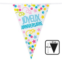 Guirlande 15 Fanions PE Joyeux Anniversaire 6 m – 30x20 cm - B31020 - Guirlandes à Fanions