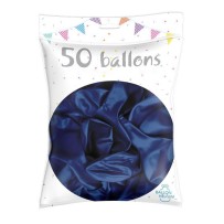 50 Ballons Latex Métal Nacré Bleu Roy 30 cm - 36238BR - Ballons latex