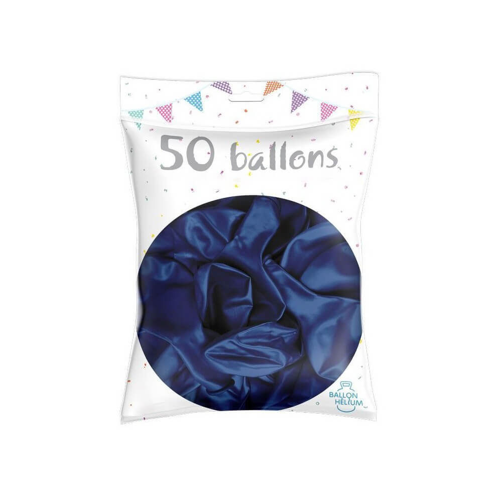50 Ballons Latex Métal Nacré Bleu Roy 30 cm - 36238BR - Ballons latex