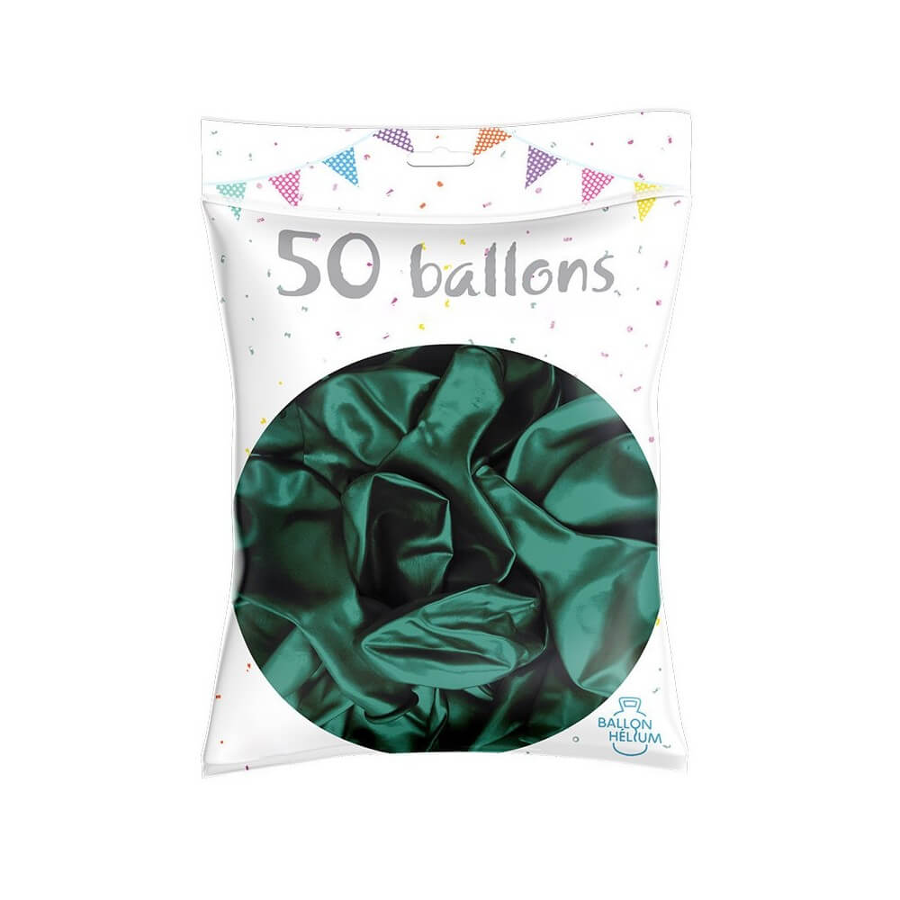 50 Ballons Latex Métal Nacré Turquoise 30 cm - 36238TU - Ballons latex