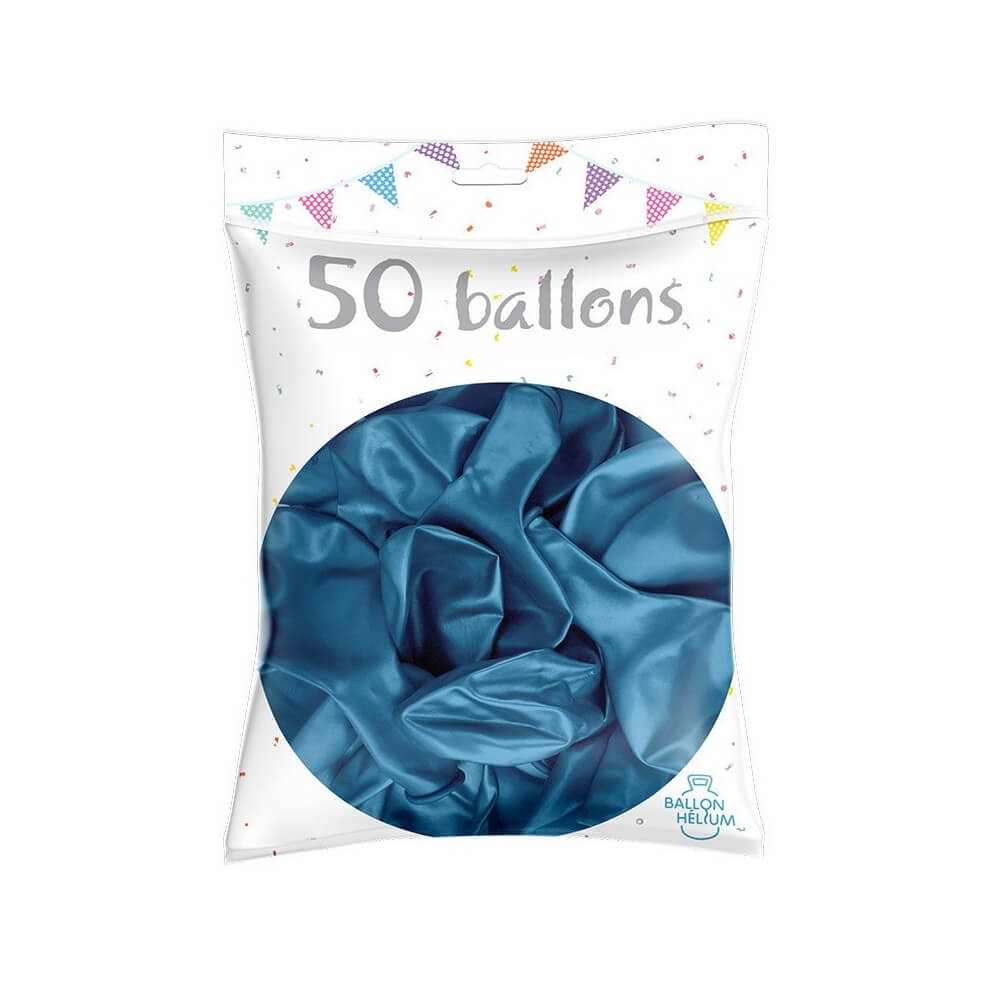 50 Ballons Latex Métal Nacré Bleu Ciel 30 cm - 36238CI - Ballons latex