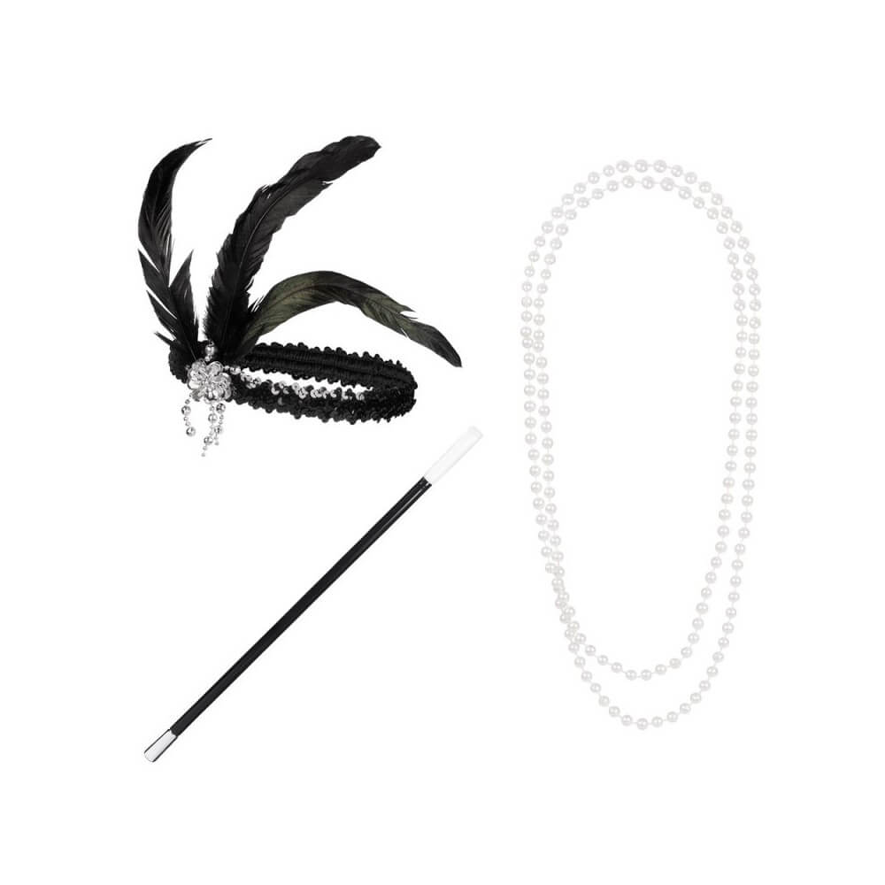 Set Flapper – Bandeau, Collier et Fume Cigarette - B64347 - Armes factices
