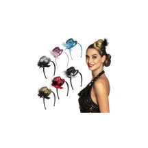 Serre-Tête Mini Chapeau Paillettes – 6 Couleurs Assorties - B76303 - Chapeaux