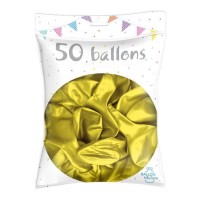 50 Ballons Latex Métal Nacré Jaune 30 cm - 36238JA - Ballons latex