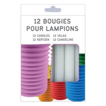 Boite de 12 Bougies Blanches (10cmx1.3cm) - 14103 - Lampions 14 Juillet