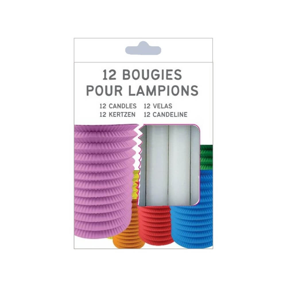 Boite de 12 Bougies Blanches (10cmx1.3cm) - 14103 - Lampions 14 Juillet