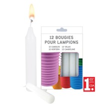 Boite de 12 Bougies Blanches (10cmx1.3cm) - 14103 - Lampions 14 Juillet
