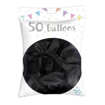 50 Ballons Latex Métal Nacré Noir 30 cm - 36238NO - Ballons latex