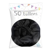 50 Ballons Latex Métal Nacré Noir 30 cm - 36238NO - Ballons latex