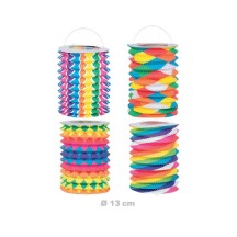 Lampion Cylindrique 13 cm Multicolore – 4 Motifs - 14002 - Lampions 14 Juillet