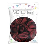 50 Ballons Latex Métal Nacré Bordeaux 30 cm - 36238BO - Ballons latex