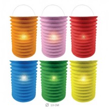 Lampion Cylindrique 13 cm – 6 Coloris Assortis - 14001 - Lampions 14 Juillet