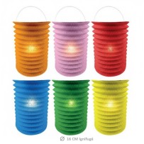 Lampion Cylindrique 16 cm Ignifuge – 6 Coloris Assortis - 14044 - Lampions 14 Juillet
