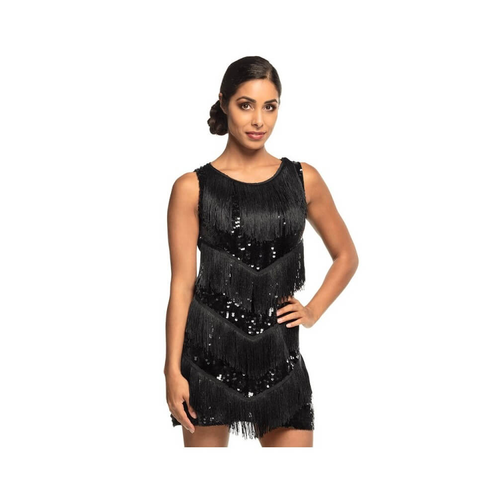 Robe Adulte Flapper Chicago Noire – Taille M - B87124 - Costumes adulte