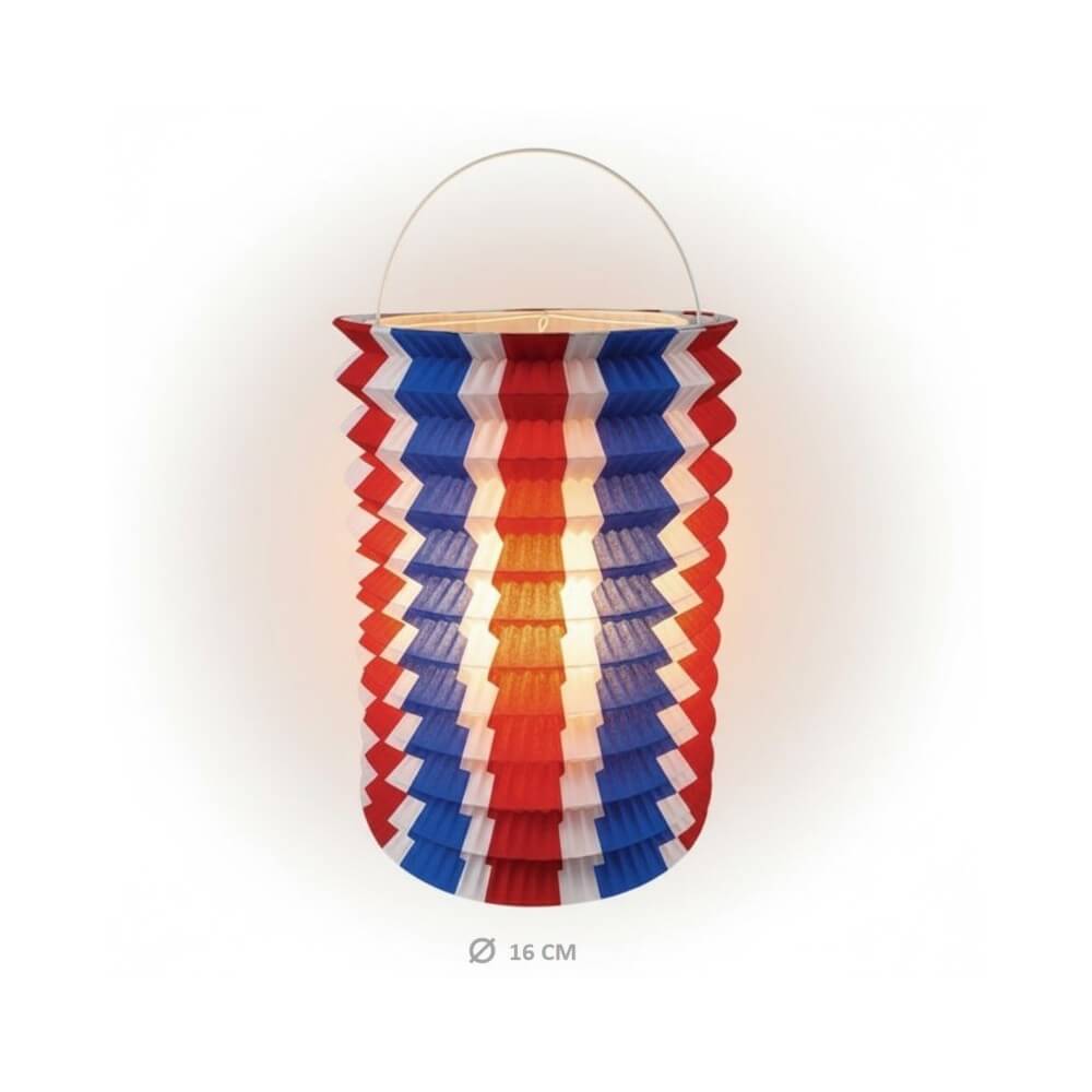 Lampion Cylindrique 16 cm Tricolore – Bleu Blanc Rouge - 14006 - Lampions 14 Juillet