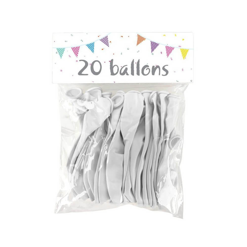 20 Ballons latex perlés blancs 25 cm - 36014N - Ballons latex