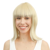 Perruque mi-longue raide avec frange - blond - 89204 - Perruques