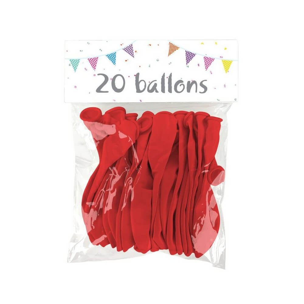20 Ballons Latex Perlés Rouge 25 cm - 36015N - Ballons latex