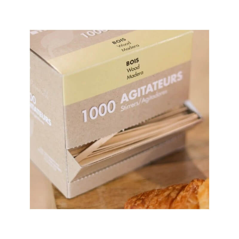 Boîte Distributrice 1000 Agitateurs en Bois 11 cm – Compostables FSC - G20038W - Pailles, Pics & Agitateurs