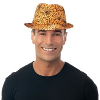 Borsalino Toile d’Araignée Orange – Adulte Halloween - 24115 - Chapeaux