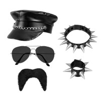 Set Rocker 5 accessoires – Casquette, lunettes, collier & plus - B33208 - Barbes et moustaches