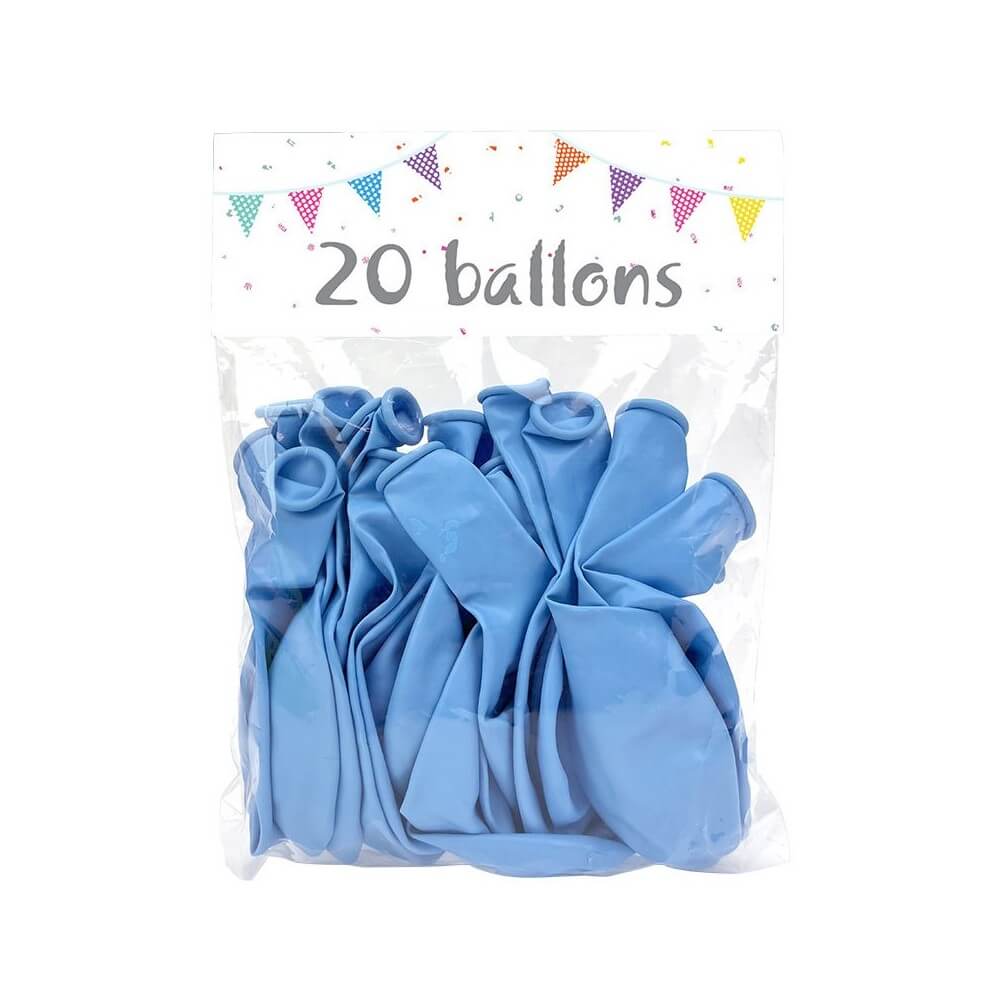 20 Ballons Latex Perlés Bleu Ciel 25 cm - 36020N - Ballons latex