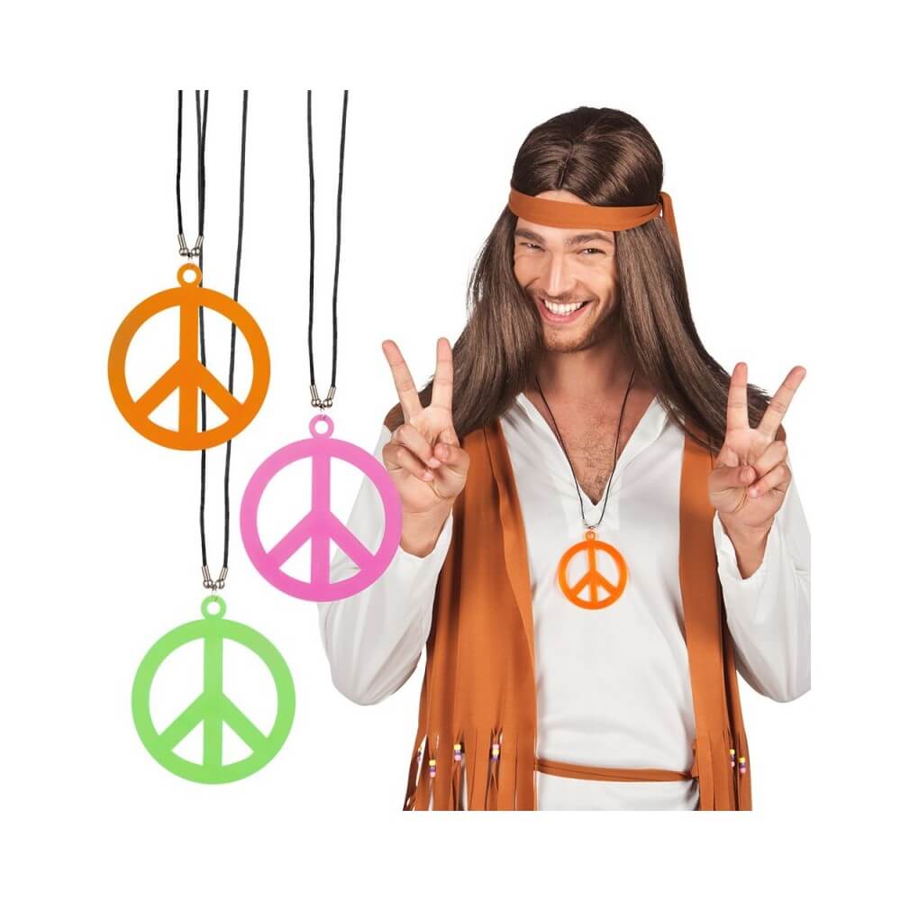 Collier Hippie 3 couleurs assorties – Accessoire années 60/70 - B44514 - Bijoux fantaisie