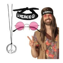 Set Peace 3 accessoires – Bandeau, lunettes et collier - B44518 - Bijoux fantaisie