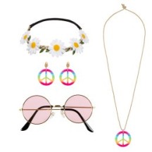 Set Hippie de Luxe 4 accessoires – Bandeau, lunettes, boucles & collier - B44551 - Bijoux fantaisie