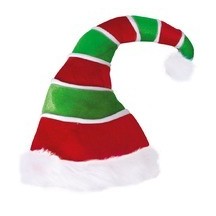 Bonnet Lutin de Noël Rayé Rouge Vert – Adulte - 24150 - Chapeaux