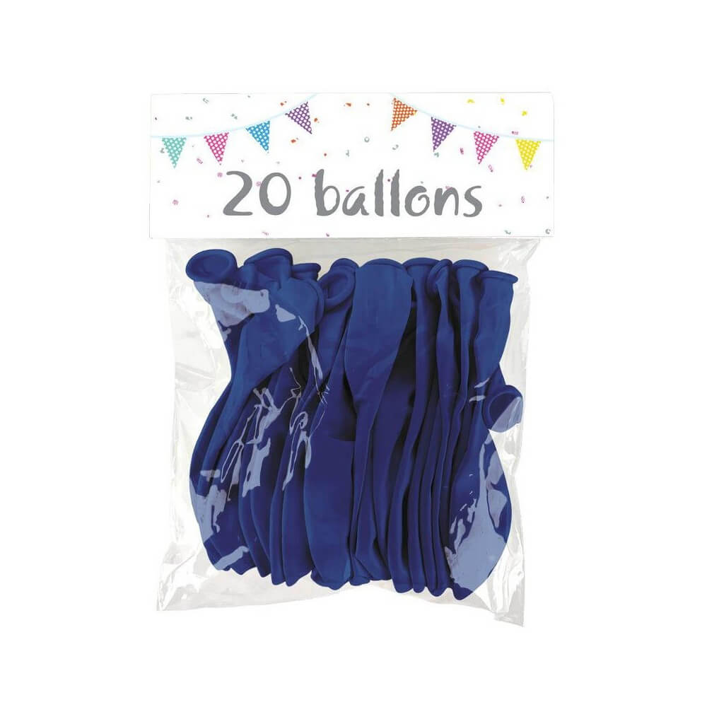 20 Ballons Latex Perlés Bleu Royal 25 cm - 36021N - Ballons latex